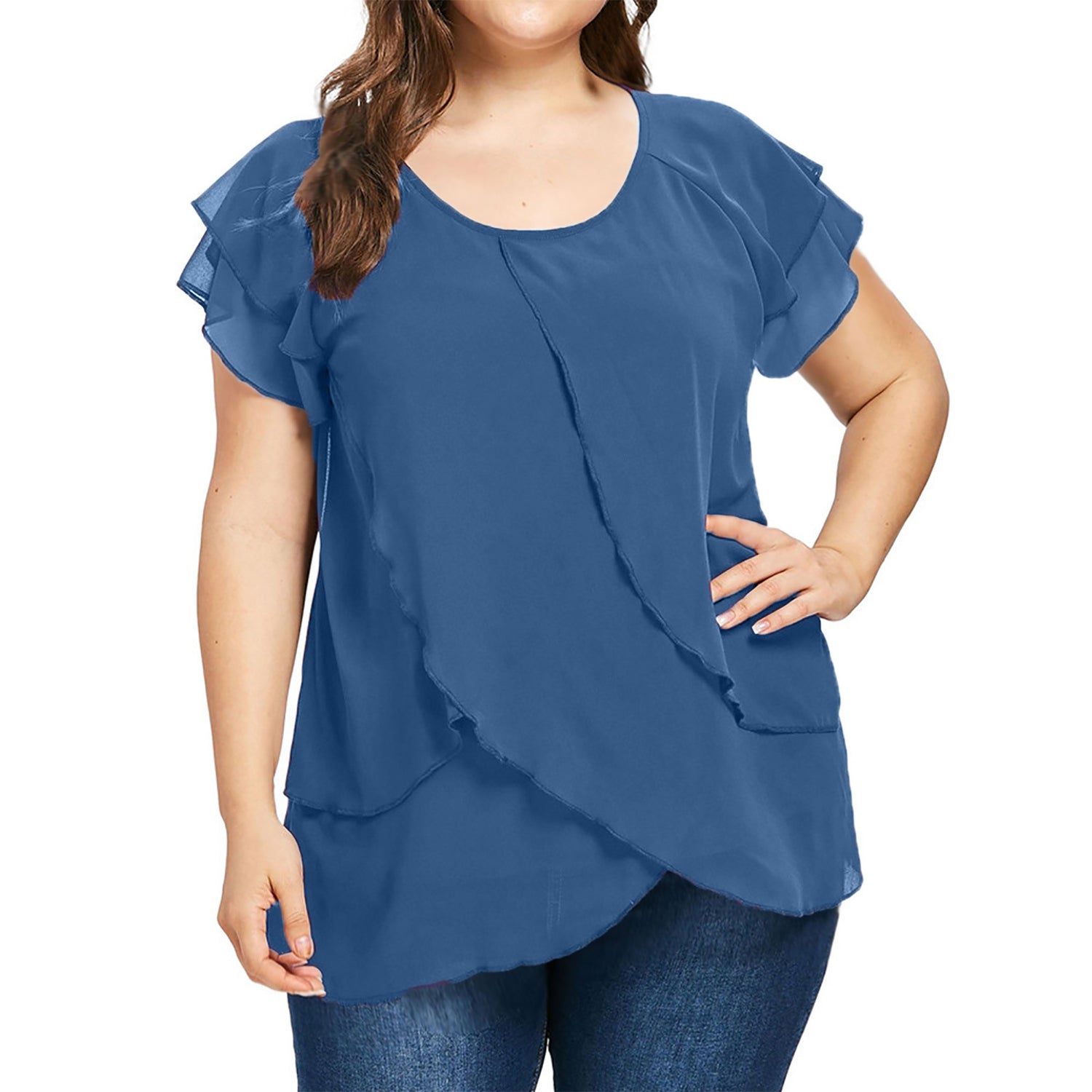 Plus Size Women's Solid Color Chiffon Top  Tops Thecurvestory