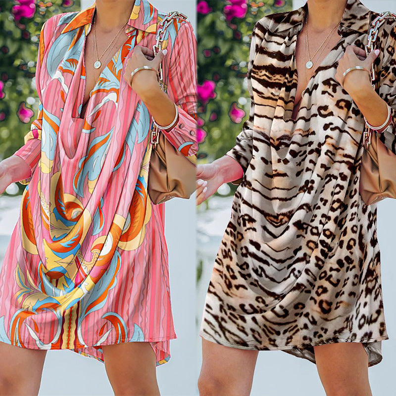 Dress  | Plus size Leopard Print  women’s mini dress with long sleeves. | [option1] |  [option2]| thecurvestory.myshopify.com