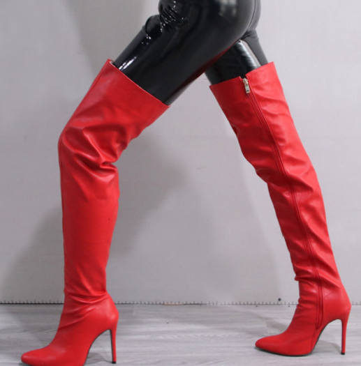 Women's Side Zipper High Heel Over the Knee Boots  Heeled Boots Thecurvestory
