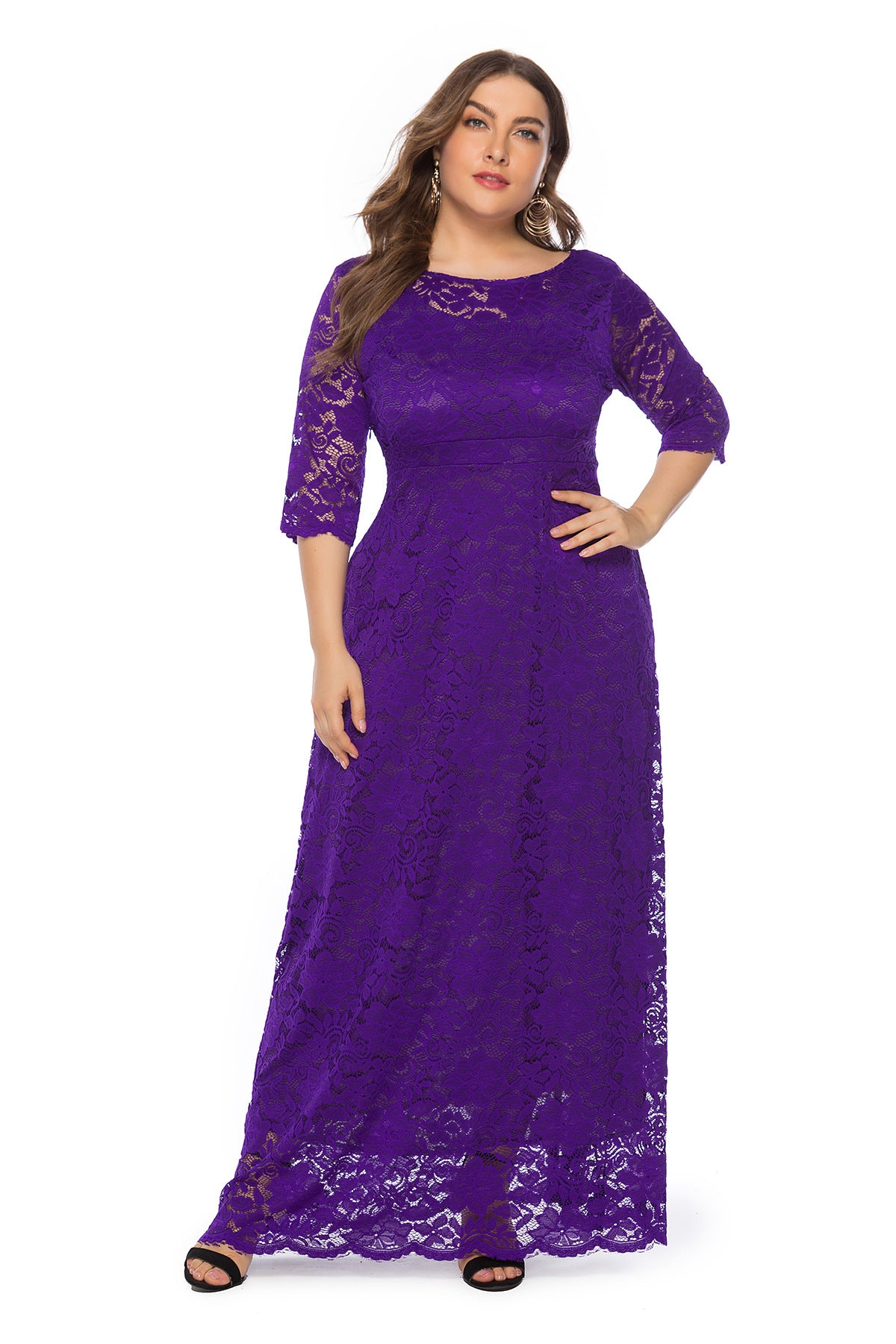 Plus Size Women New Hollow Lace Pocket Dress  dresses Thecurvestory