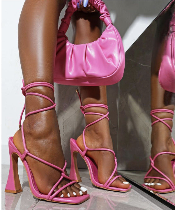 Women's Tie Up High heeled Sandals  Heeled Sandals Thecurvestory