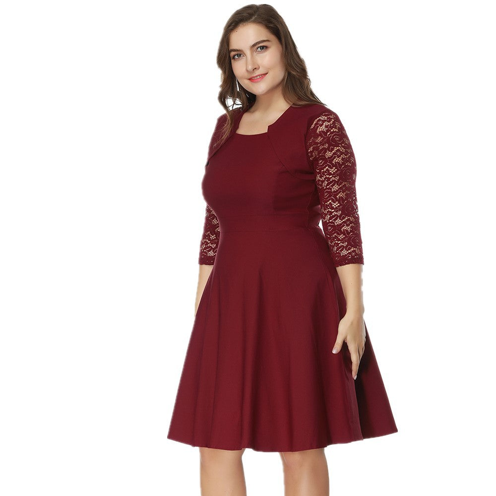 Plus Size Lace Stitched Dress  dresses Thecurvestory