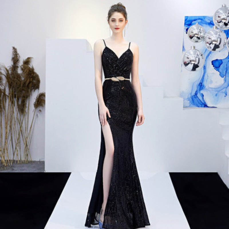 Plus size Fishtail Slit Sequined Dress  dresses Thecurvestory