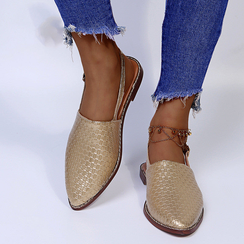 Woven slingback flat mules  sandals Thecurvestory