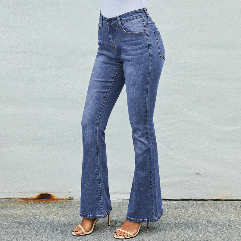 High-waist Stretch Distressed And Thin Wide-leg Jeans  jeans Thecurvestory