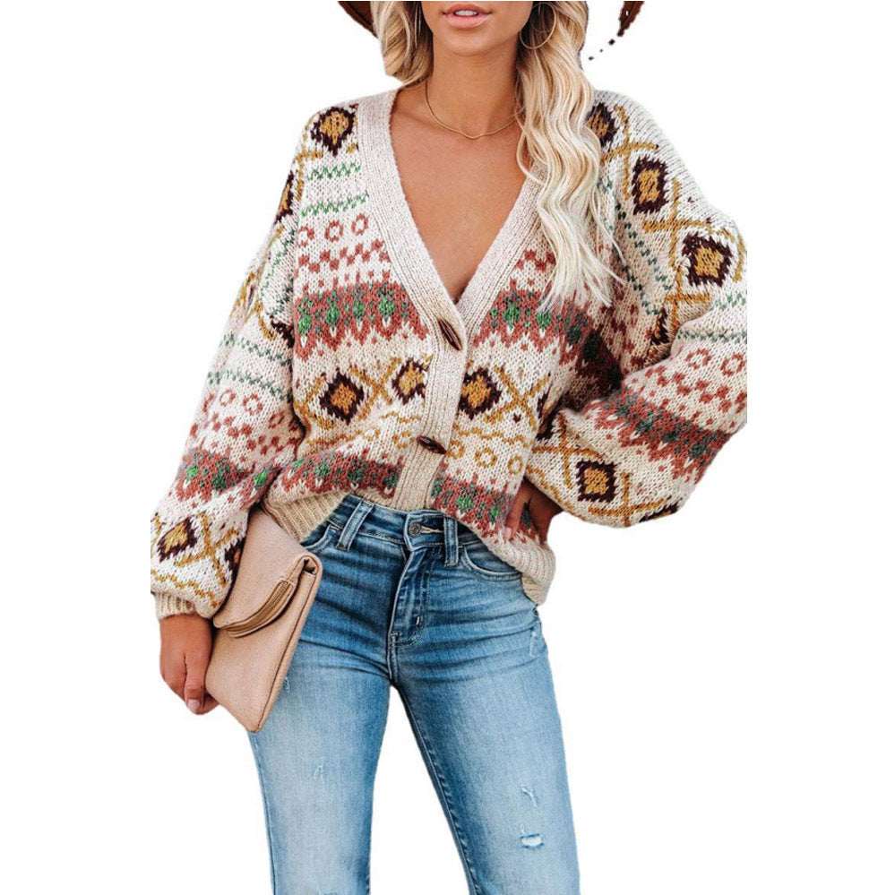 Plus Size Women's Aztec print Cardigan  sweaters Thecurvestory