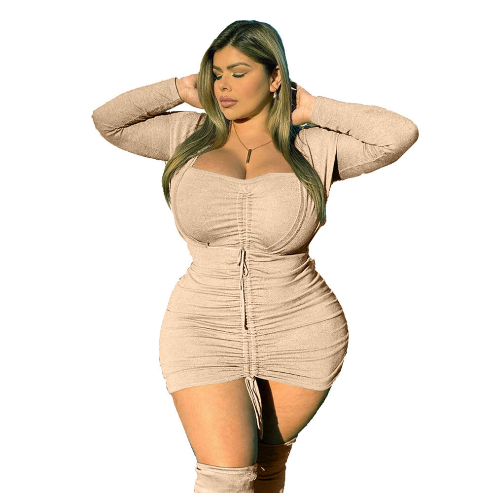 Plus Size Solid Color Tight Dress  dresses Thecurvestory