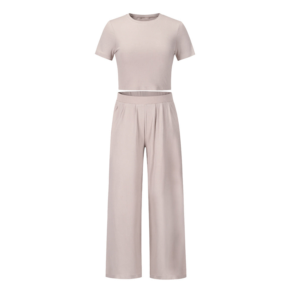 Short Sleeved T Shirt And Trousers Two Piece Suit Women  Co-ord set Thecurvestory