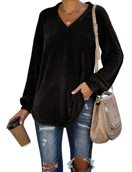 Tshirt  | Plus size women’s V-neck long sleeves T-shirt | [option1] |  [option2]| thecurvestory.myshopify.com