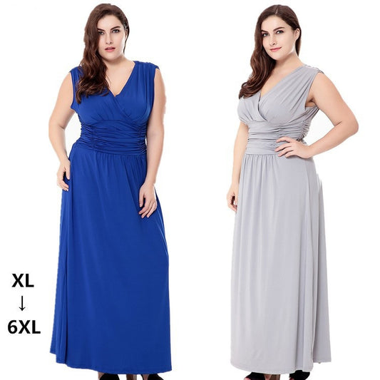 Plus Size Women's Summer V-neck Sleeveless Dress  dresses Thecurvestory