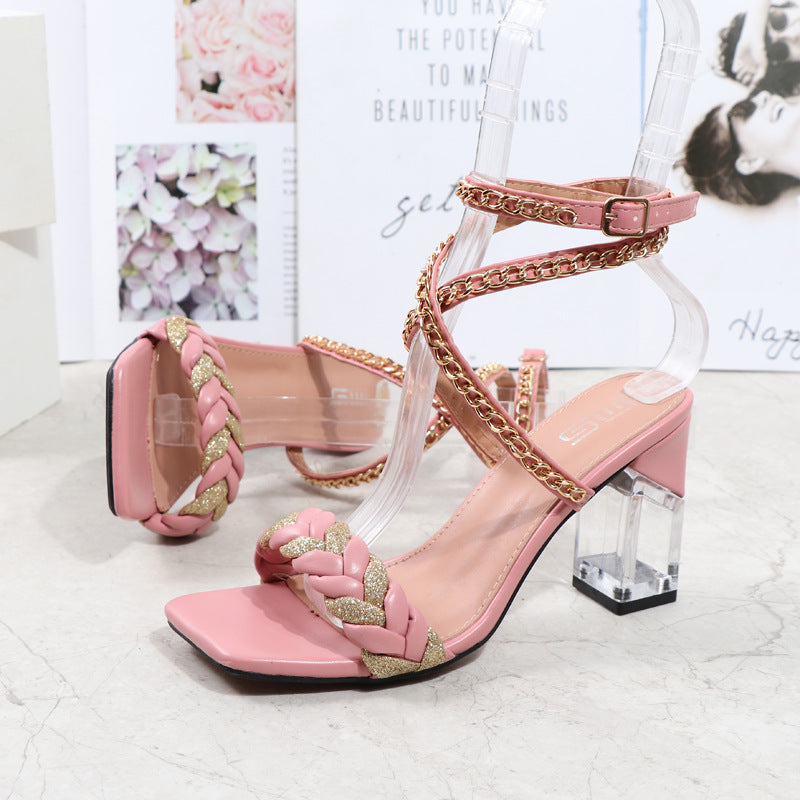 Women's Summer Chain High Heel Fashion Large Size Sandals  Heeled Sandals Thecurvestory