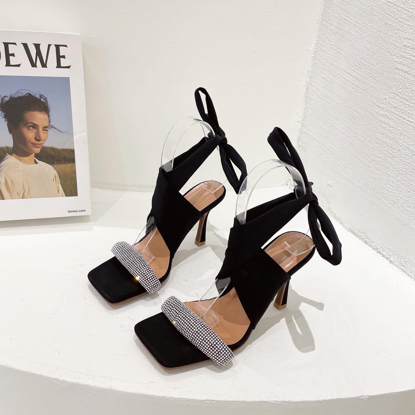 Heeled Sandals  | Women Stiletto Heel Sandals With Rhinestone Straps | [option1] |  [option2]| thecurvestory.myshopify.com