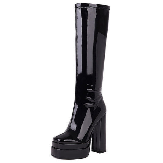Women's Double Platform High Heeled Long Boots  Heeled Boots Thecurvestory