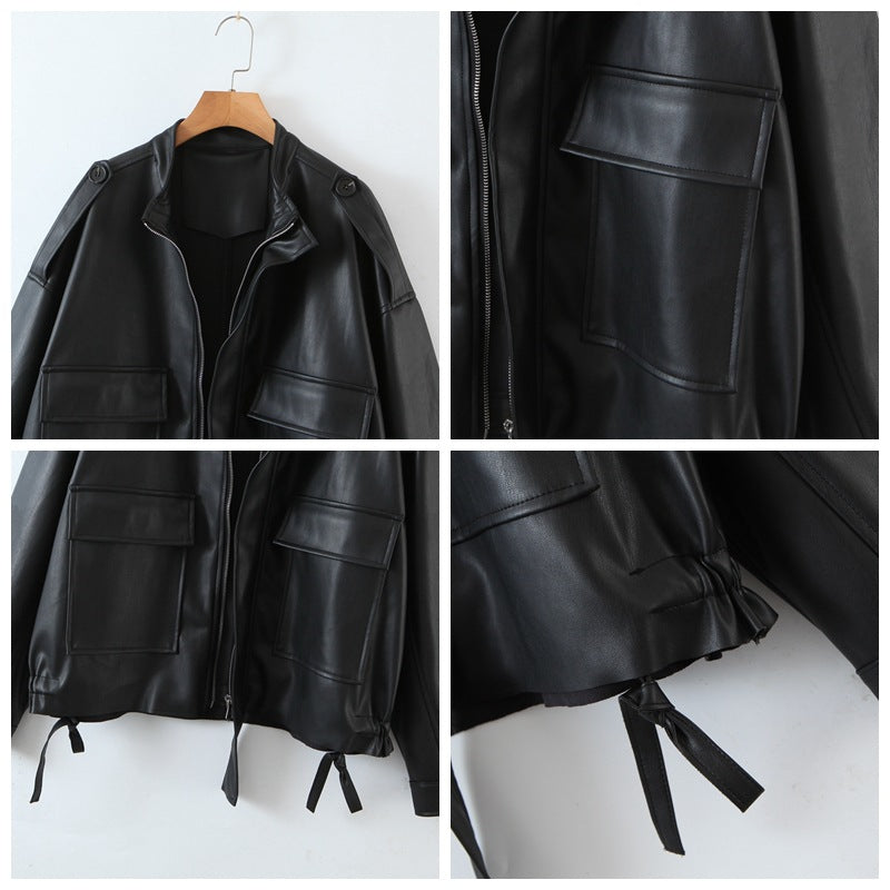 Plus size Women's PU leather Jacket  jackets Thecurvestory