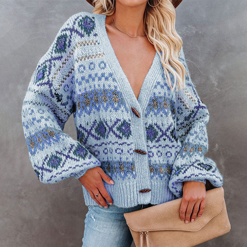 Plus Size Women's Aztec print Cardigan  sweaters Thecurvestory