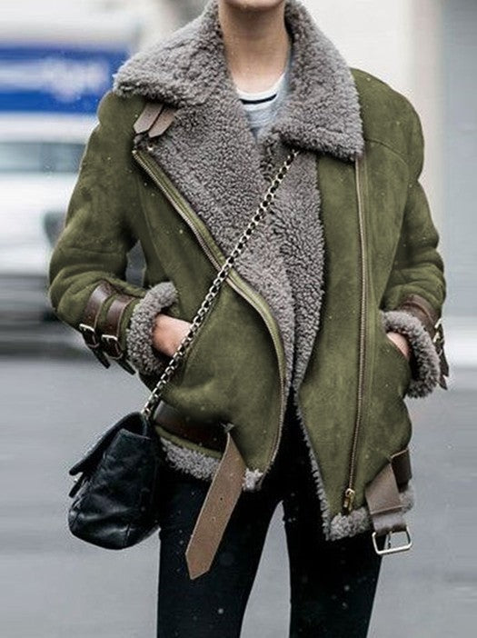 Plus Size Women's Fleece Collar Jacket  jackets Thecurvestory
