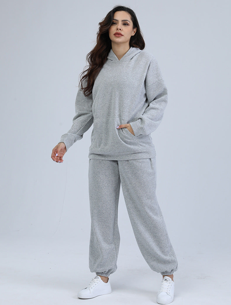 Women's Hooded Pocket Sportswear Co-ord set  Co-ord Sets Thecurvestory