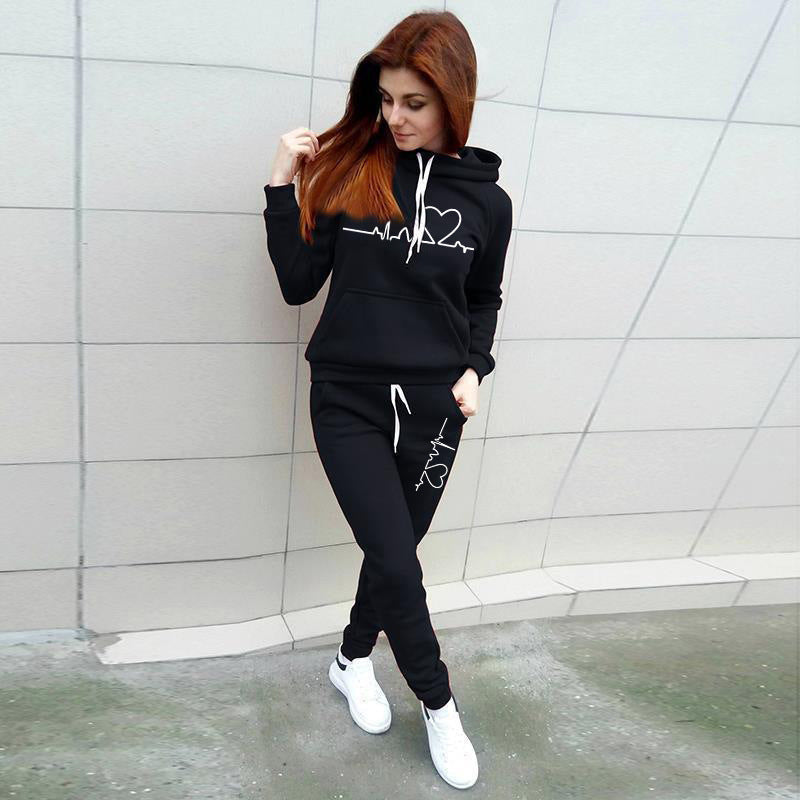 Plus Size Printed Fleece Sports Co-ord set  Co-ord Sets Thecurvestory