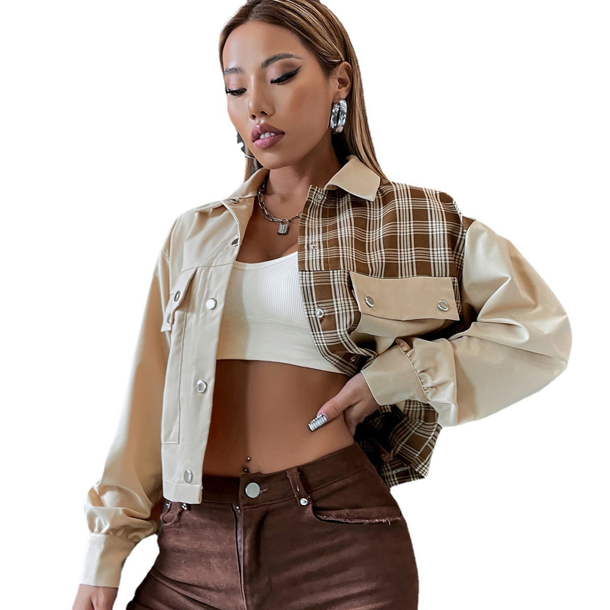 Casual Check and Solid Short jacket  jackets Thecurvestory