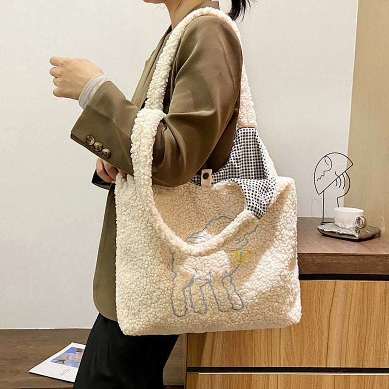 Tote Bag  | Women's Soft Fur Shopping Tote Bag | thecurvestory.myshopify.com