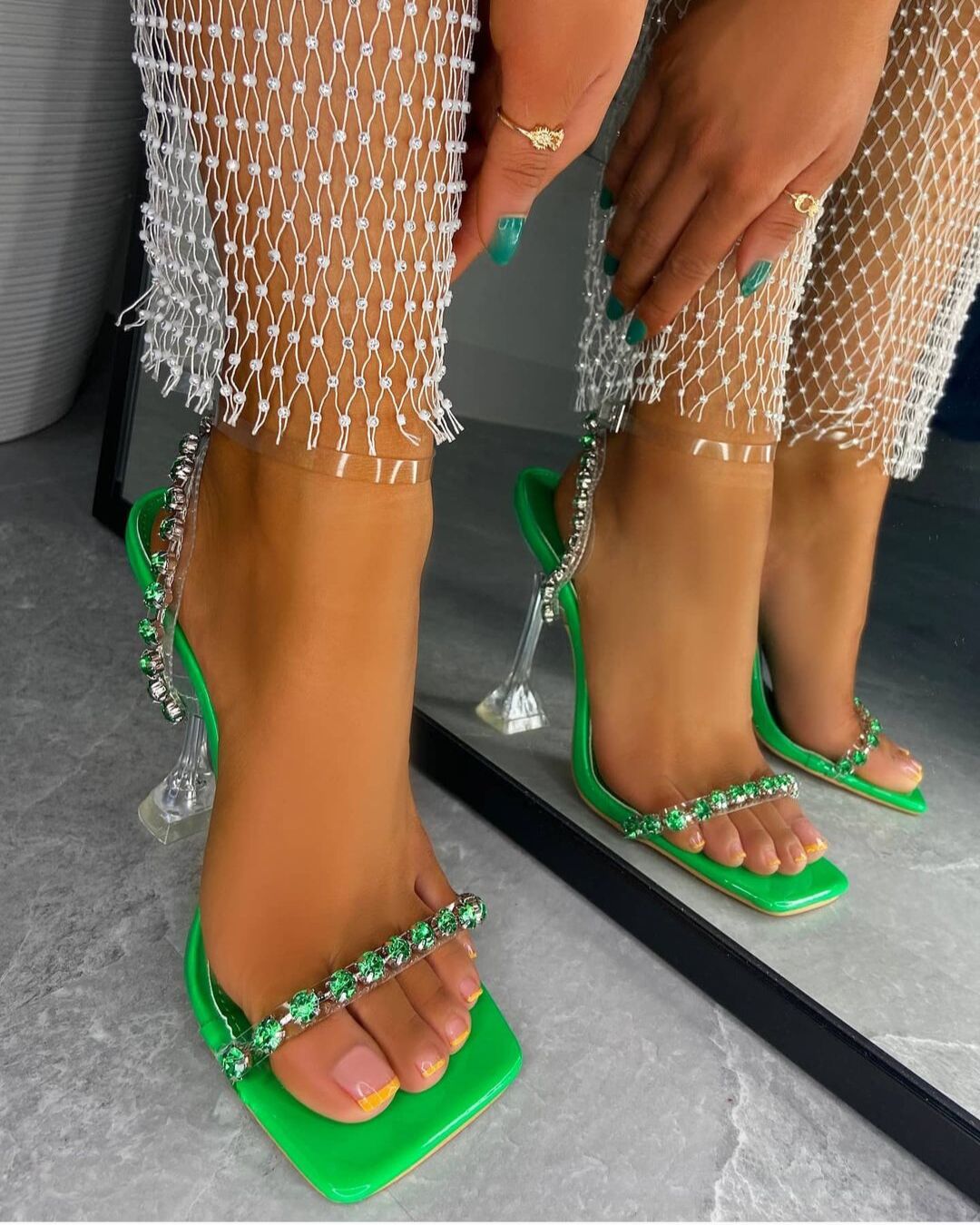 Women's Rhinestone Strap high heeled Sandals  Heeled Sandals Thecurvestory