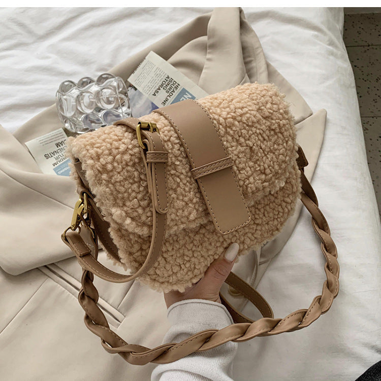 Fashion Plush Autumn And Winter Simple One-shoulder Messenger Bag  Crossbody Bags Thecurvestory