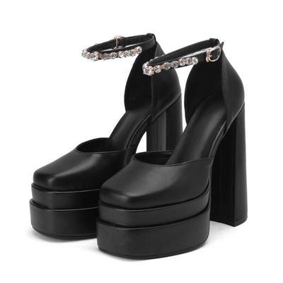 Women's Double Platform Satin heeled Sandals  Heeled Sandals Thecurvestory
