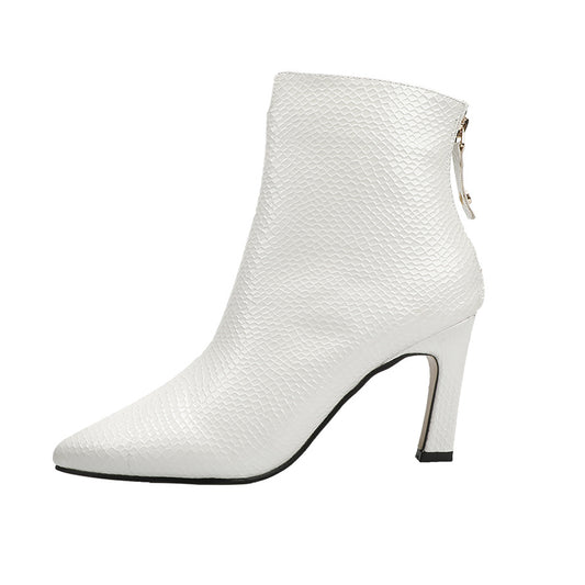 Heeled Boots  | Women's Snake Print Stiletto heeled Ankle Boots | thecurvestory.myshopify.com
