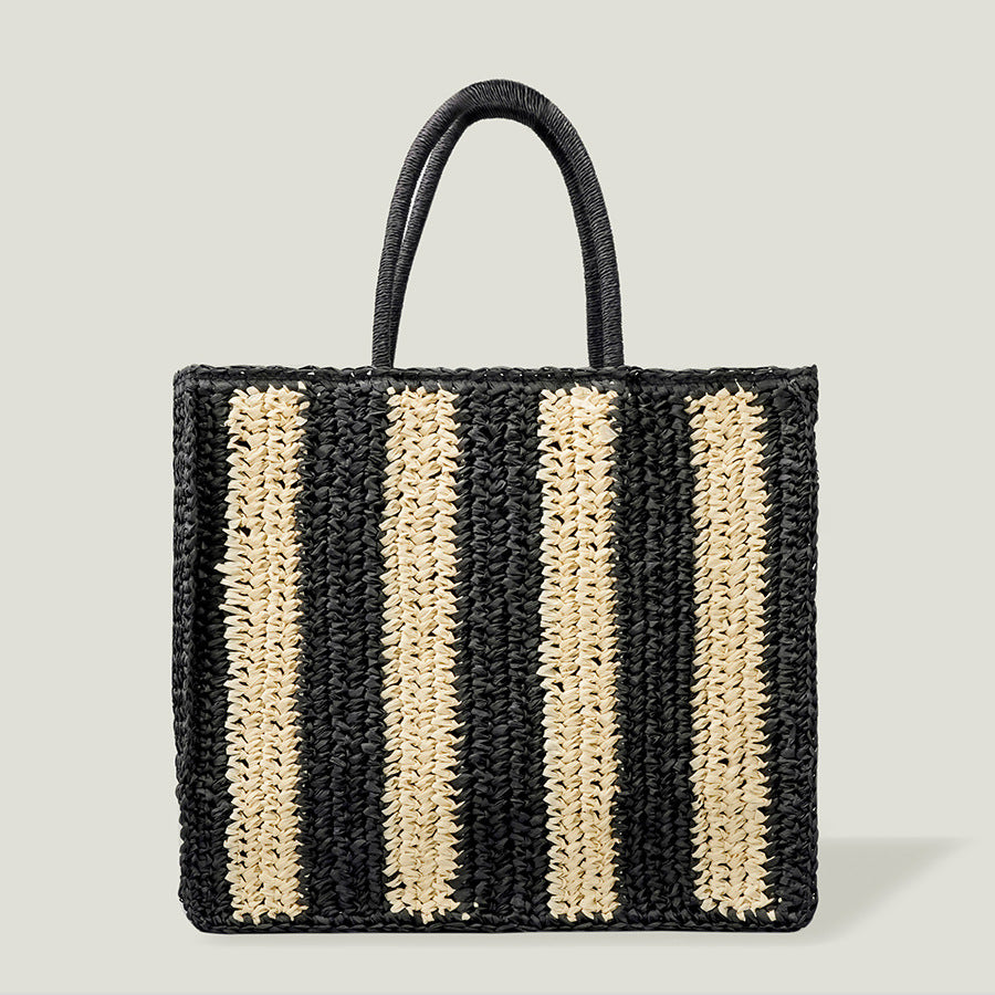 Striped Large-capacity Straw Tote Bag  straw Bags Thecurvestory