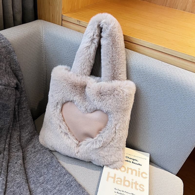 Tote Bag  | Love Handbags Winter Plush Shoulder Bags For Women | [option1] |  [option2]| thecurvestory.myshopify.com