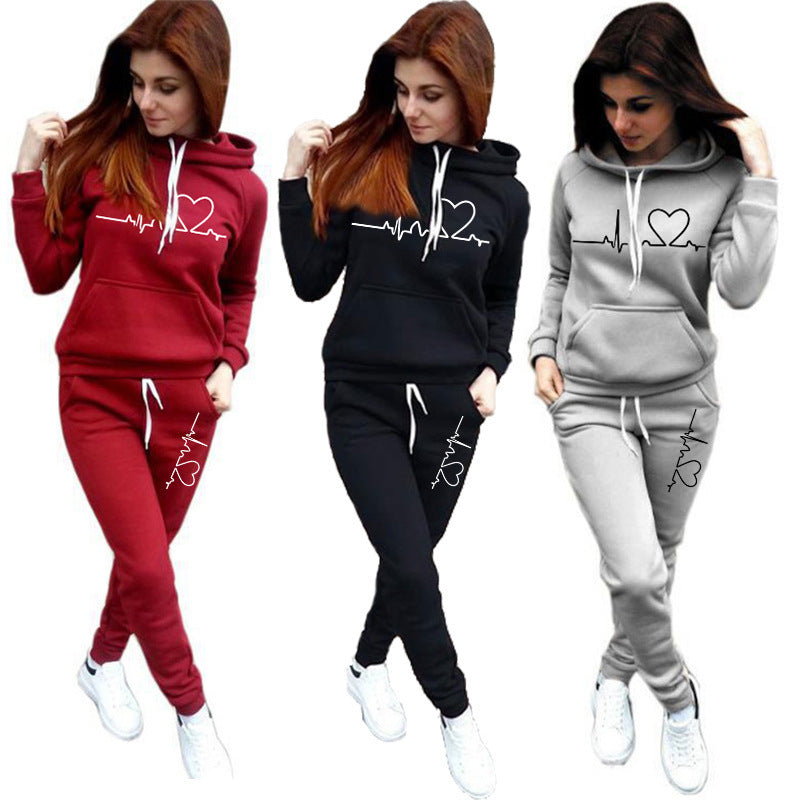 Plus Size Printed Fleece Sports Co-ord set  Co-ord Sets Thecurvestory