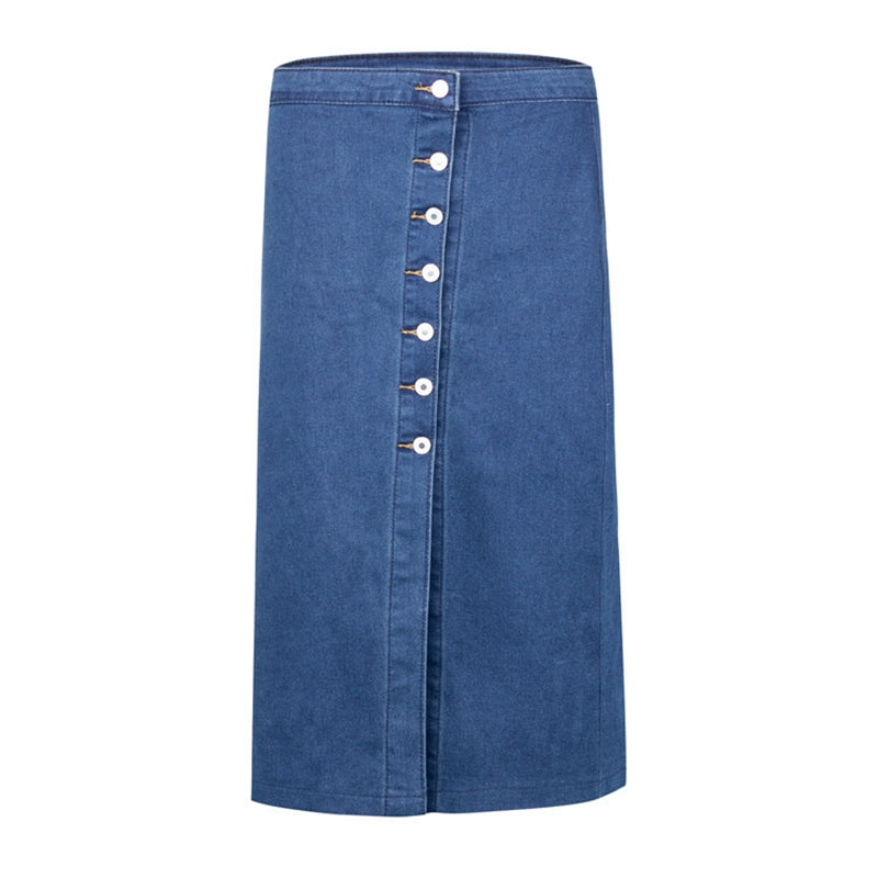 Plus Size Denim Buttoned Skirt  Skirt Thecurvestory