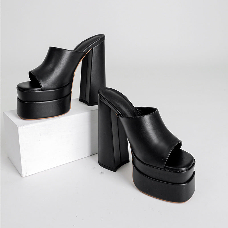Women's Double Platform high heeled Sandals  Heeled Sandals Thecurvestory