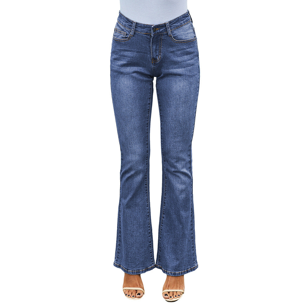 High-waist Stretch Distressed And Thin Wide-leg Jeans  jeans Thecurvestory